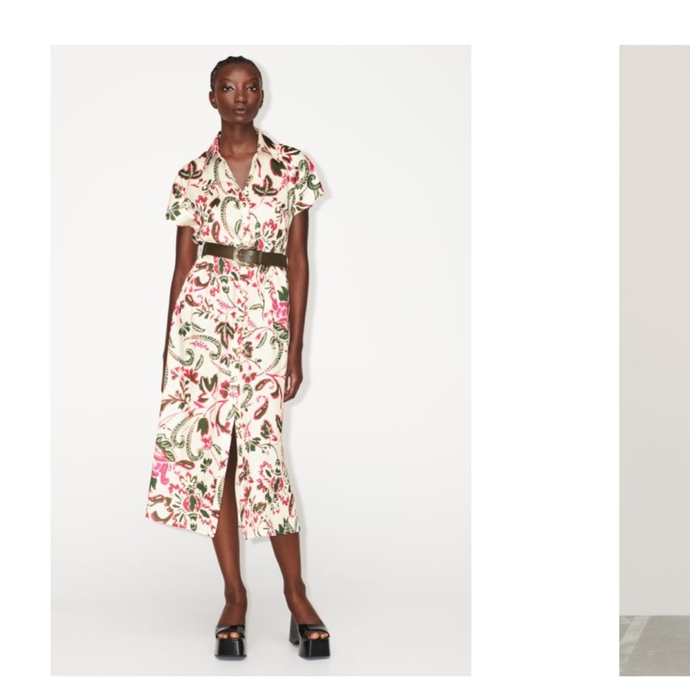Belted printed sleeve shirt dress from Zara